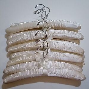 By 18 Padded Satin Boudoir Hangers Ivory